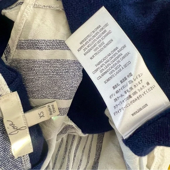 Joie Zaan Woven Sweater Shirt Pullover Crewneck Wool Cashmere Top Navy XS Blouse - Picture 8 of 11